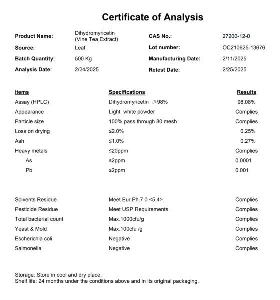 Bulk Dihydromyricetin Powder (CAS# 272-00-12-0) - Image 2
